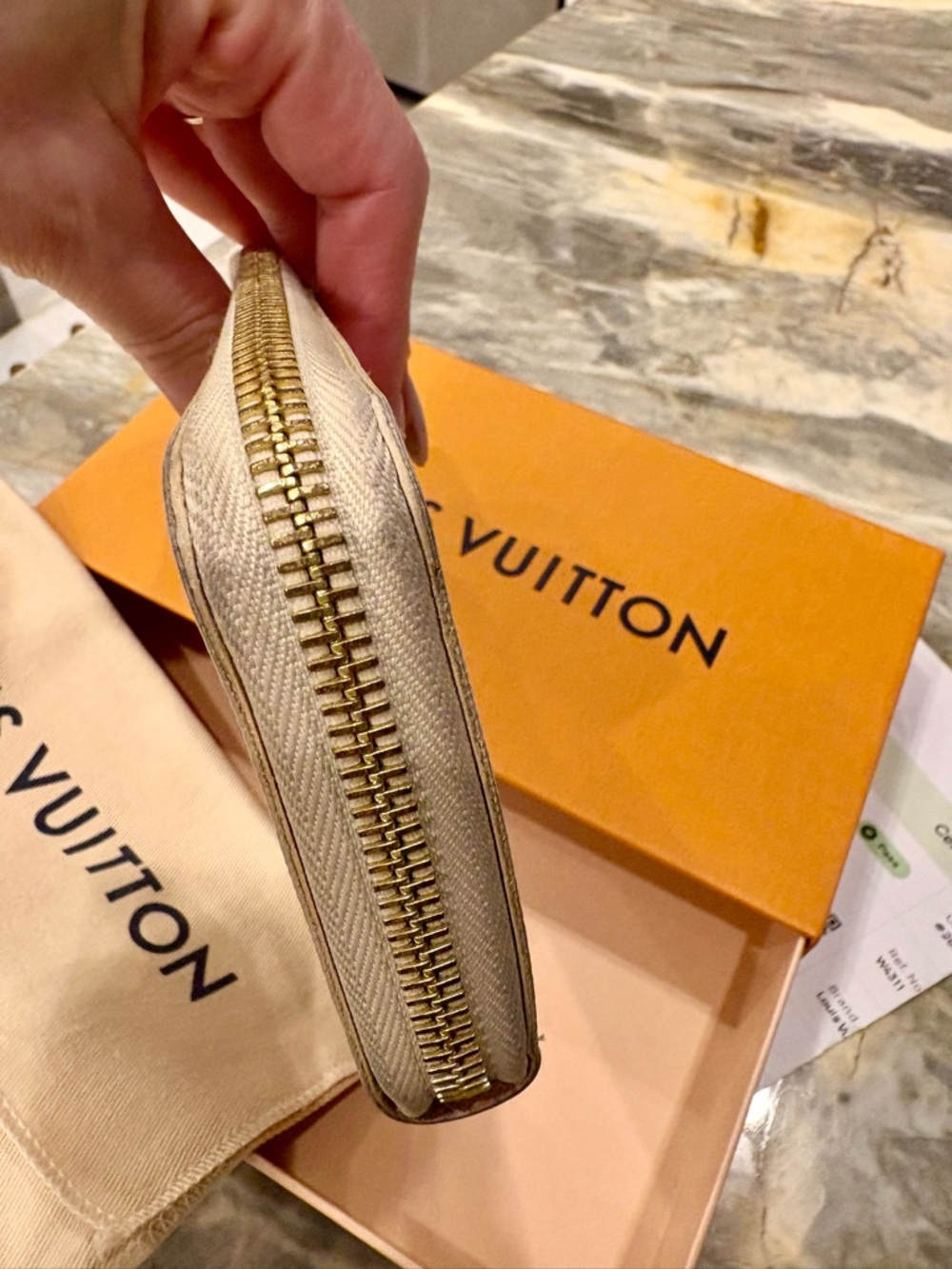 Louis Vuitton Clemence Damier Azur Zippy Wallet in Cream Check PINK Interior COA - Picture 14 of 16